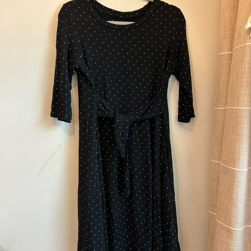 Latched Mama Black and White Tie Front A-Line Dress